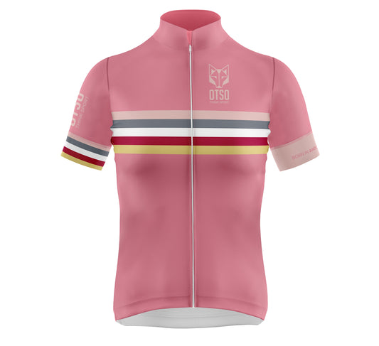 Cycling Jersey Manga Corta Mujer Stripes Coral Pink