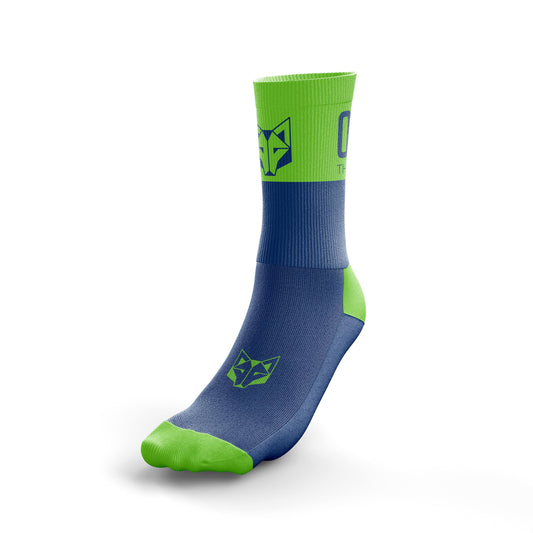 Calcetines Multideporte Medium Cut Electric Blue / Fluo Green