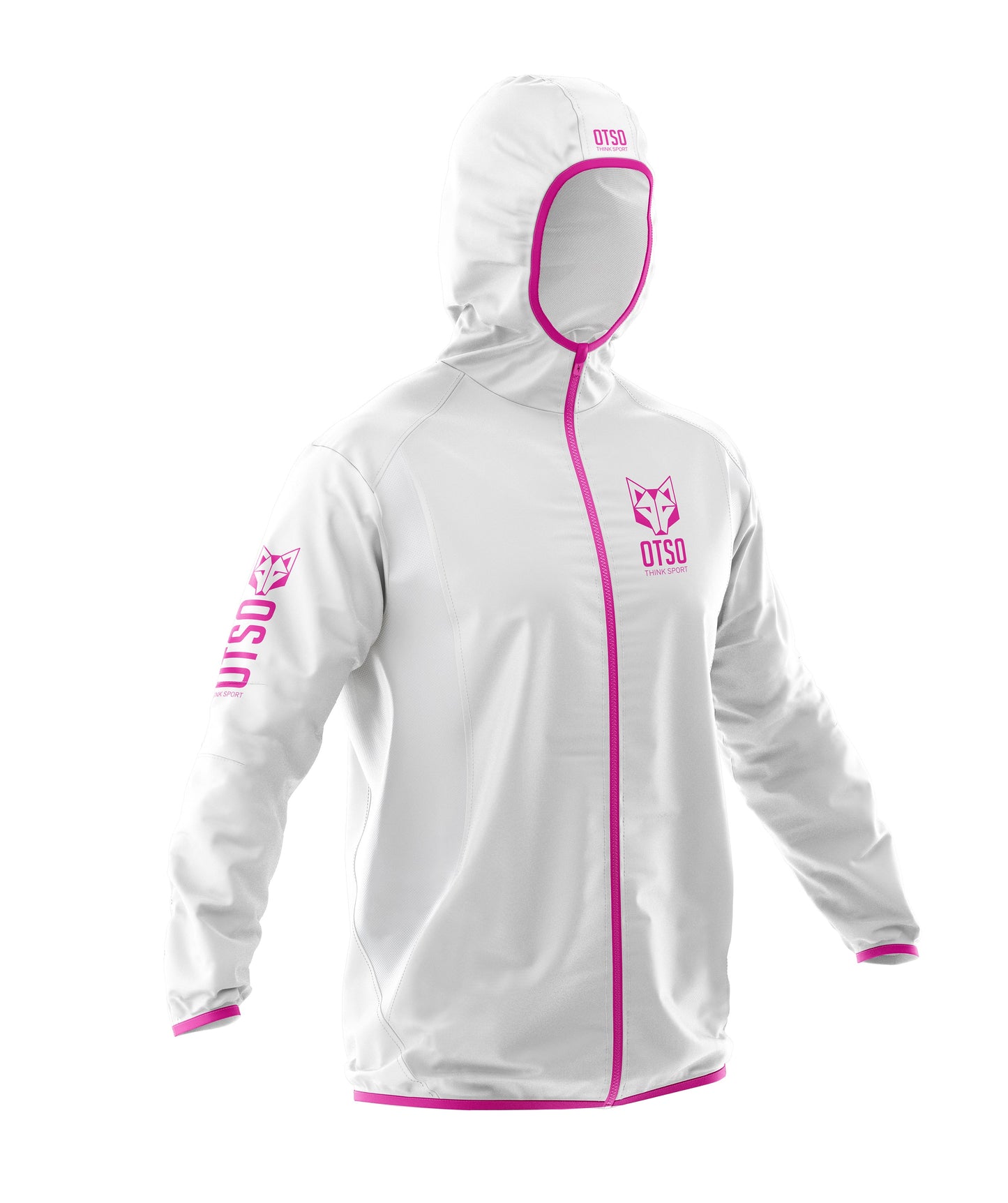 Waterproof Jacket Ultra Light White Fluo Pink